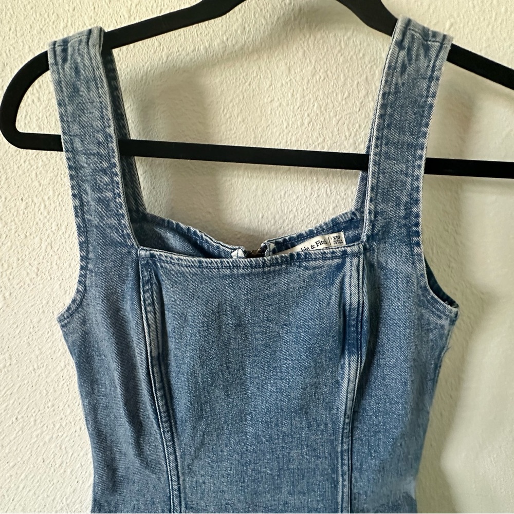 Abercrombie & Fitch Light Blue Denim Midi Dress